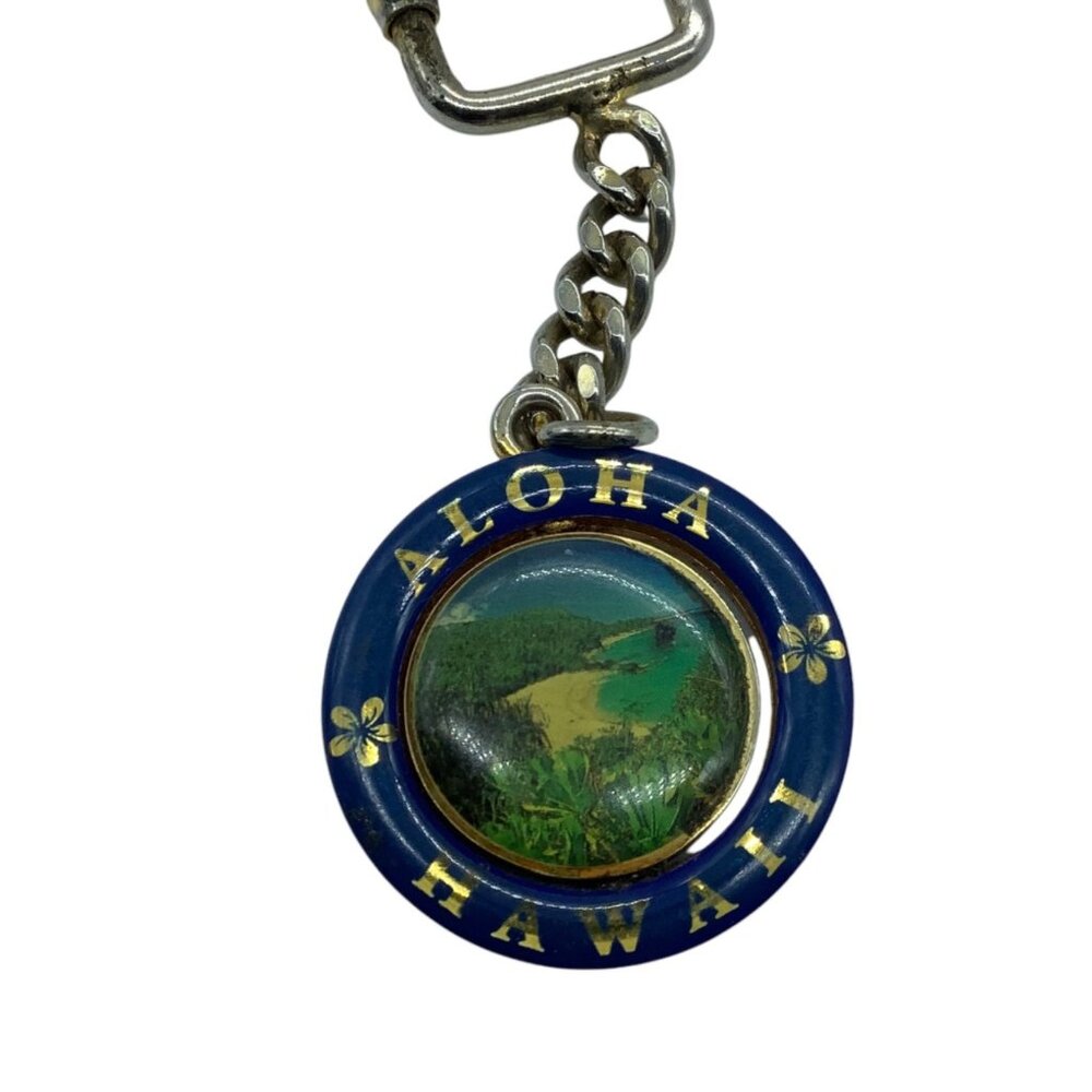 Vtg Aloha‎ Kauai Hawaii Keychain Souvenir Scenic Spinning Rotating Design